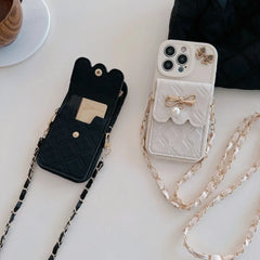 3D Bowknot Crossbody Card Holder Wallet iPhone Case