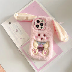 Cute Long Ears Bunny Plush iPhone Case