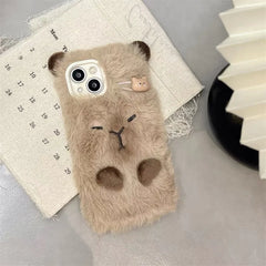 Cute Plush Embroidered Capybara iPhone Case
