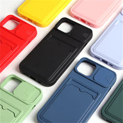 Sliding Lens Protect Card Slot Holder Wallet iPhone Case