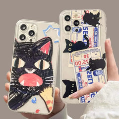 Doodle Angry Cat Silicone iPhone Case