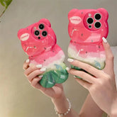 Cartoon 3D Cute Watermelon Bear Silicone iPhone Case