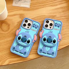 Funny Cartoon Stitch With Mirror Holder iPhone Case