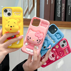 3D Stitch Kitty Face Grip Tok Holder Cartoon iPhone Case