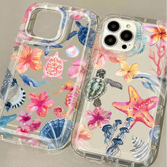 Blue Ocean Animals Clear Silicone iPhone Case