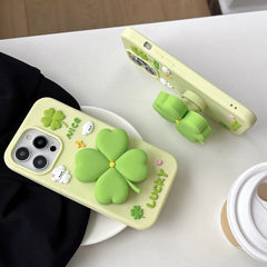 Lucky Charm 4-Leaf Clover with Retractable Kickstand iPhone Case