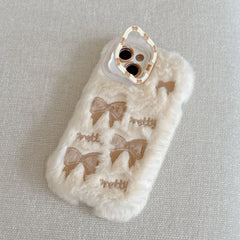 Cute Embroidered Bow Plush iPhone Case
