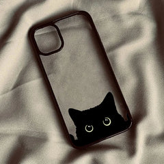 Cute Black Cat Pattern Hard Clear TPU iPhone Case