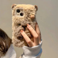 Cute Plush Embroidered Capybara iPhone Case