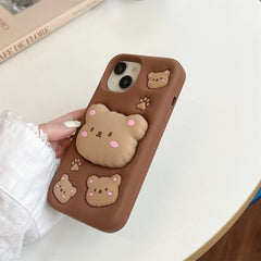 3D Cartoon Cute Bear Holder iPhone Case