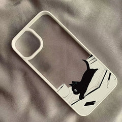 Cute Black Cat Pattern Hard Clear TPU iPhone Case