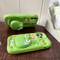 Cute 3D Cartoon Frog Stand Holder iPhone Case