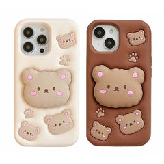 3D Cartoon Cute Bear Holder iPhone Case