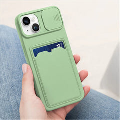 Sliding Lens Protect Card Slot Holder Wallet iPhone Case