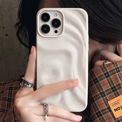 Winter Wine Red 3D Pleats Wrinkle TPU iPhone Case