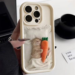 Candy Color Cute Cat Silicone iPhone Case
