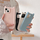 Cute 3D Kitten Cat Ears Solid Color iPhone Case