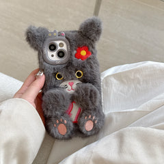 Cute Flower Cat Plush iPhone Case