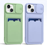 Sliding Lens Protect Card Slot Holder Wallet iPhone Case