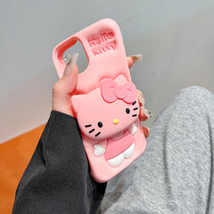 3D Stitch Kitty Face Grip Tok Holder Cartoon iPhone Case