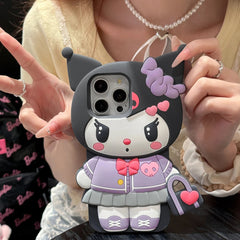 3D Cartoon Kuromi Hello Kitty Soft Silicone iPhone Case
