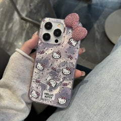 Hello Kitty Diamond Bowknot Lustre Lining Hard iPhone Case