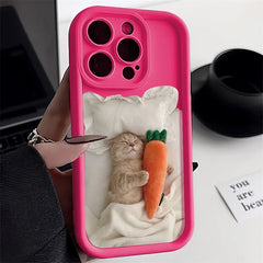 Candy Color Cute Cat Silicone iPhone Case