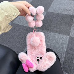 3D Pink Bow Long Ear Bunny Plush iPhone Case