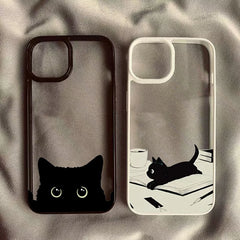Cute Black Cat Pattern Hard Clear TPU iPhone Case