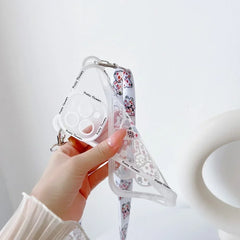 Cute Cartoon Flowers Bear Crossbody iPhone Case