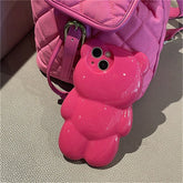 Cute 3D Cartoon Bear Pink iPhone Case