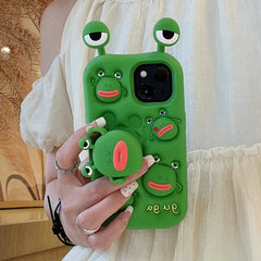 3D Cute Silicone Telescopic Bracket iPhone Case