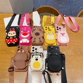 3D Cartoon Capybara Crossbody Strap Coin Wallet Lipstick Bag iPhone Case