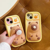 3D Cute Cartoon Blow Bubbles Capybara iPhone Case