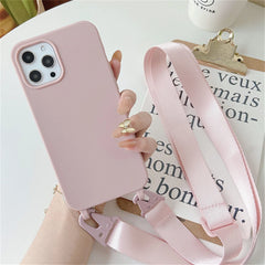 Crossbody Necklace Strap Lanyard Matte Silicone iPhone Case