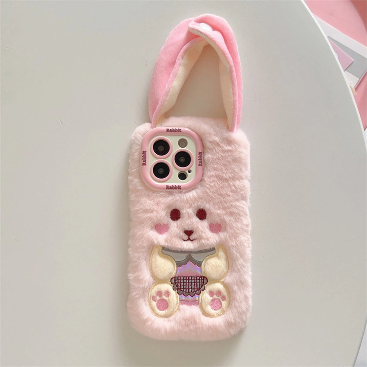 Cute Long Ears Bunny Plush iPhone Case