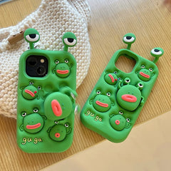 3D Cute Silicone Telescopic Bracket iPhone Case