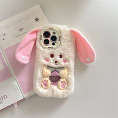 Cute Long Ears Bunny Plush iPhone Case