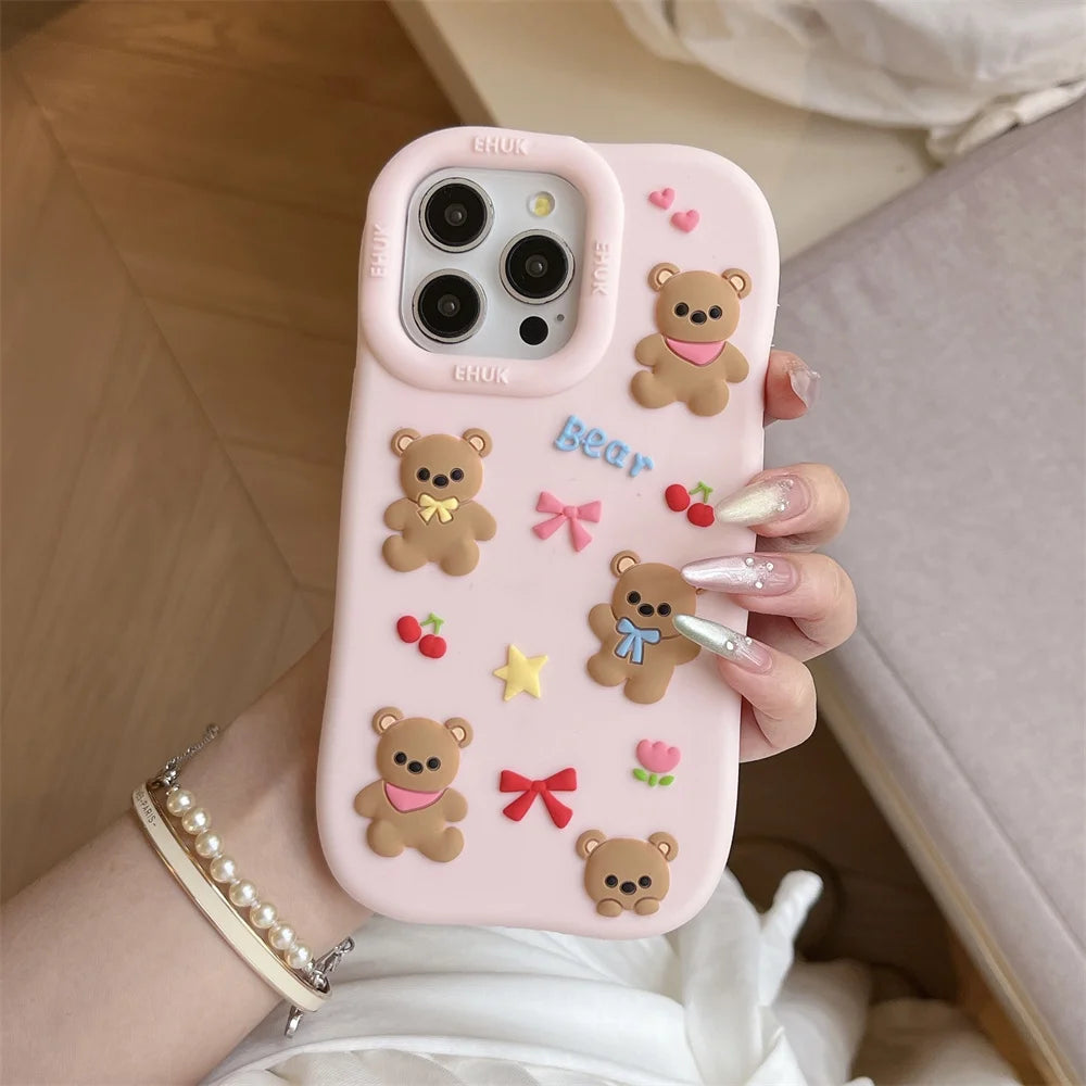Cute Bowknot Bear Anime iPhone Case