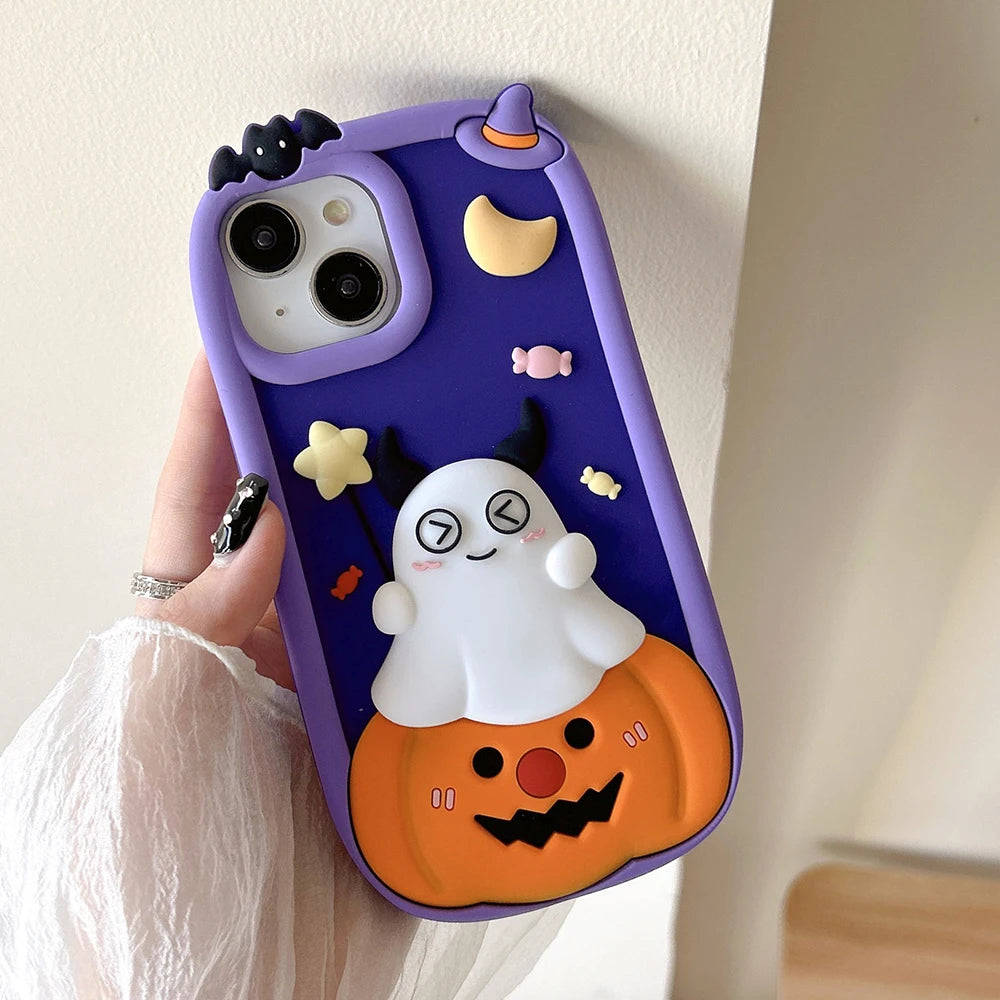 Halloween Pumpkin Ghost Soft Silicone iPhone Case