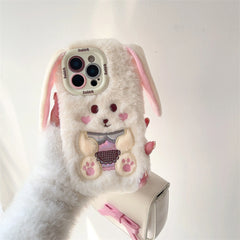 Cute Long Ears Bunny Plush iPhone Case