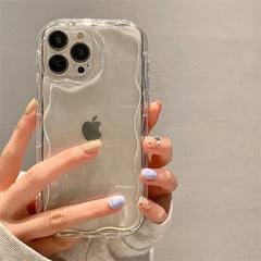 Wave Pattern Solid Color Cream iPhone Case