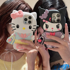 3D Cartoon Kuromi Hello Kitty Soft Silicone iPhone Case