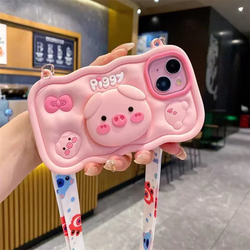 Cute Stand Pig and Stand Bear iPhone Case