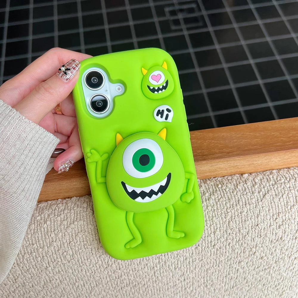 Funny Cartoon Monsters Cover With Stand Holder iPhone Case