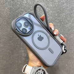 Fold Glass Lens Stand Magnetic Transparent iPhone Case