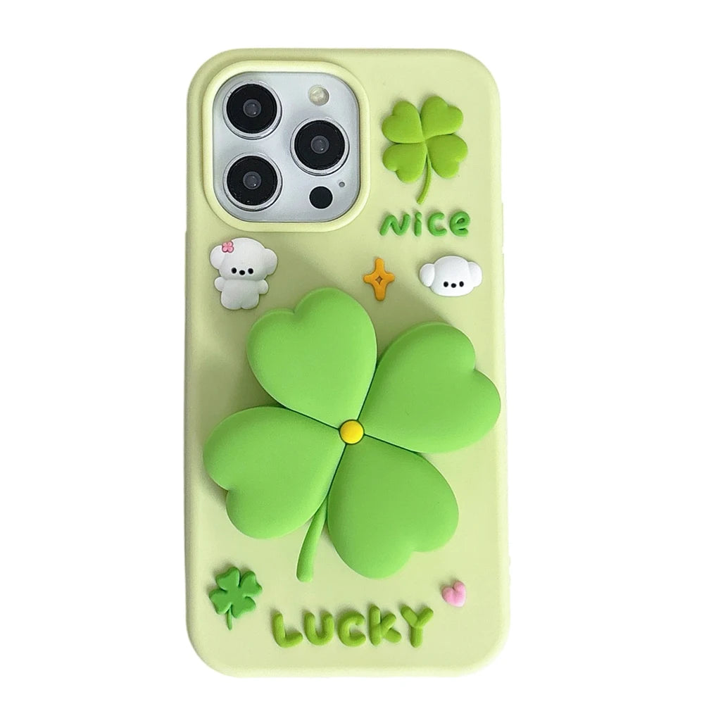 Lucky Charm 4-Leaf Clover with Retractable Kickstand iPhone Case