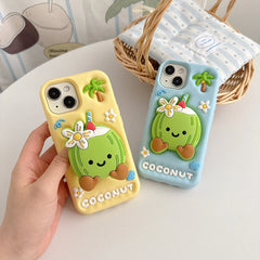 Coconut Telescopic Bracket Soft Silicone iPhone Case