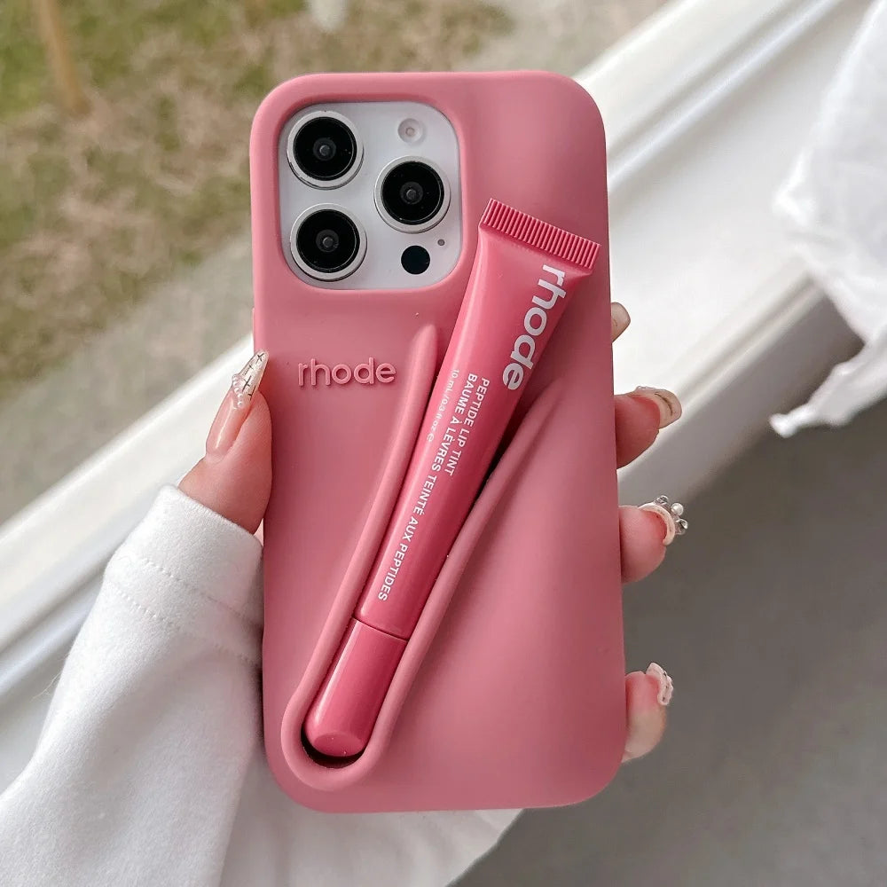 Soft Silicone Lip Gloss Holder Phone Case