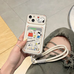 Cute Cartoon Peanut Snoopy Card Holder iPhone Case